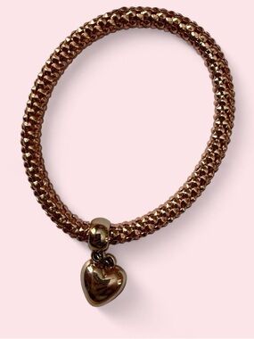 Vintage Rose Gold Heart Charm Stretch Bracelet